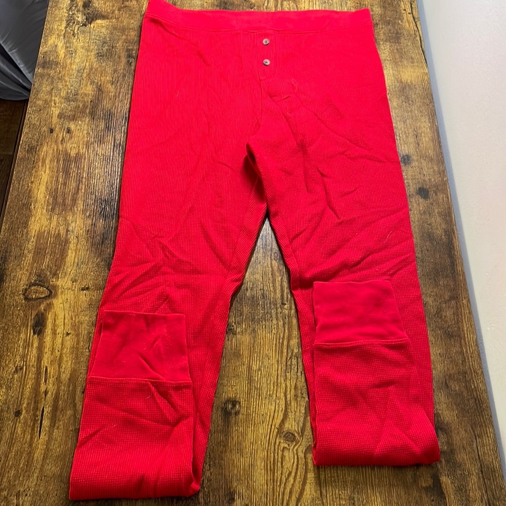 Red waffle leggings